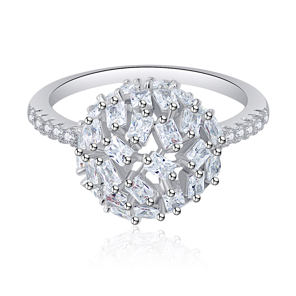 Baguette and Round CZ Ball Shape Ring